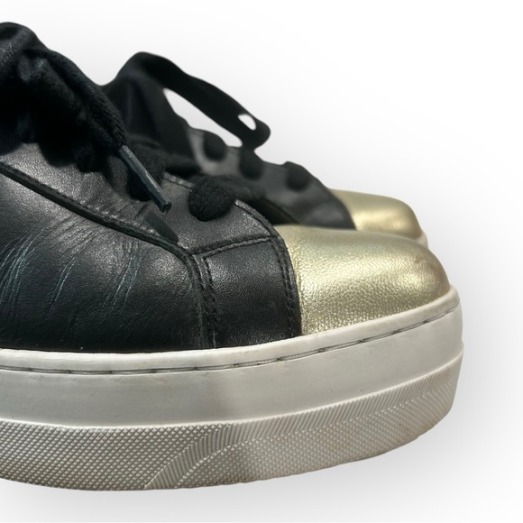 Black Leather Gold Toe Mules Sz 5.5 - Picture 7 of 10